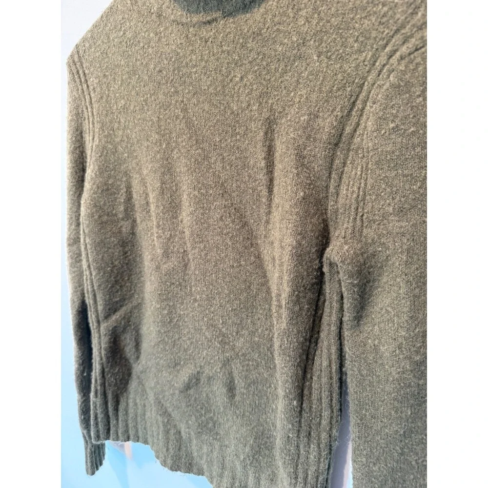 J.Crew Womens XS Merino Wool Alpaca Blend Mock Neck Sweater Olive Green Ribbed